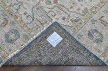 9x12 Aqua, Taupe, Gray Color Hand Knotted Oushak Wool  Oriental Rug
