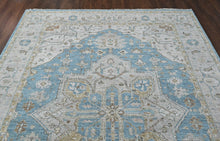 9x12 Aqua, Taupe, Gray Color Hand Knotted Oushak Wool  Oriental Rug