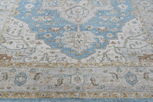9x12 Aqua, Taupe, Gray Color Hand Knotted Oushak Wool  Oriental Rug