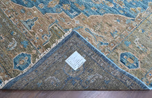 9x12 Aqua, Brown, Moss Color Hand Knotted Oushak Wool  Oriental Rug