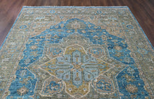 9x12 Aqua, Brown, Moss Color Hand Knotted Oushak Wool  Oriental Rug
