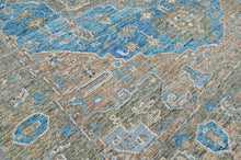 9x12 Aqua, Brown, Moss Color Hand Knotted Oushak Wool  Oriental Rug