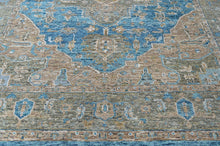 9x12 Aqua, Brown, Moss Color Hand Knotted Oushak Wool  Oriental Rug