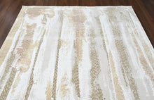 9x12 Ivory, Gray, Light Gold Color Power Loom Oushak Wool Modern Oriental Rug