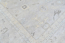 Multi Size Beige Gray Muted Earth Tones Color Hand Knotted Oushak Wool Transitional Oriental Rug