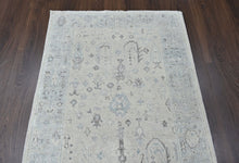 3x5 Gray, Slate, Multi Color Hand Knotted Oushak Wool Transitional Oriental Rug