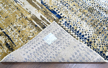 9x12 Beige, Navy, Gold Color Power Loom Oushak Wool Modern Oriental Rug