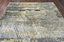 9x12 Beige, Navy, Gold Color Power Loom Oushak Wool Modern Oriental Rug