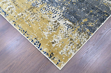 9x12 Beige, Navy, Gold Color Power Loom Oushak Wool Modern Oriental Rug