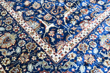 9x12 Navy, Ivory, Aqua Color Power Loom Oushak Wool Traditional Oriental Rug