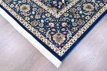 9x12 Navy, Ivory, Aqua Color Power Loom Oushak Wool Traditional Oriental Rug