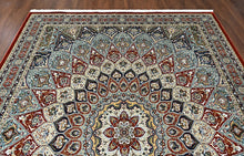 9x12 Red, Blue, Ivory Color Power Loom Oushak Wool Traditional Oriental Rug