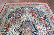 9x12 Red, Ivory, Aqua Color Power Loom Oushak Wool Traditional Oriental Rug