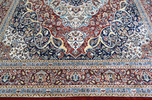 9x12 Red, Ivory, Aqua Color Power Loom Oushak Wool Traditional Oriental Rug