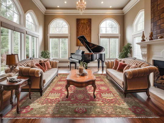 Multi Sizes Hand Knotted LoomBloom Muted Turkish Oushak 100% Wool Traditional Oriental Area Rug Raspberry, Sage Color