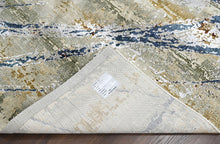 9x12 Gray, Gold, Blue Color Power Loom Oushak Wool Modern Oriental Rug