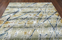 9x12 Gray, Gold, Blue Color Power Loom Oushak Wool Modern Oriental Rug