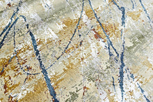 9x12 Gray, Gold, Blue Color Power Loom Oushak Wool Modern Oriental Rug