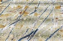 9x12 Gray, Gold, Blue Color Power Loom Oushak Wool Modern Oriental Rug