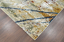 9x12 Gray, Gold, Blue Color Power Loom Oushak Wool Modern Oriental Rug