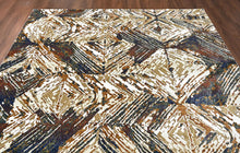 9x12 Ivory, Gold, Blue Color Power Loom Oushak Wool Modern Oriental Rug