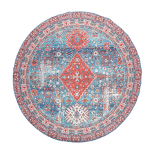 LoomBloom Multi Sizes Aqua Machine Made Traditional Medallion Flatweave Polyester Oriental Area Rug