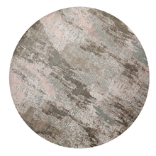 loomBloom 8x8  Round Ivory, Gray Hand Knotted Tibetan Sherpa Modern Abstract Wool and Silk Oriental Area Rug