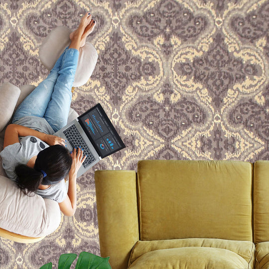 6' x 9' Hand Knotted IKAT Design 100% Wool Area rug Gray