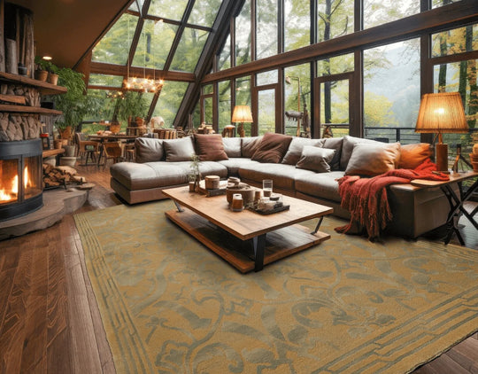 9x12 Tan Asmara French Aubusson Savonnerie Hand Knotted Wool Area Rug plush pile