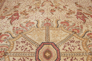 Hand knotted wool Persian rug vegetable dye Beige 10'x16'6" - Oriental Rug Of Houston