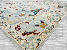 Multi Size Mint Gray Ivory Color Hand Knotted Oushak Wool  Oriental Rug