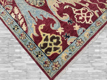9x12 Wine, Mint, Blue Color Hand Knotted Oushak Wool  Oriental Rug