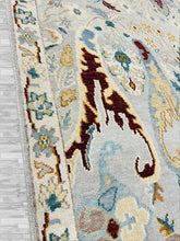 Multi Size Mint Gray Ivory Color Hand Knotted Oushak Wool  Oriental Rug