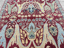 9x12 Wine, Mint, Blue Color Hand Knotted Oushak Wool  Oriental Rug