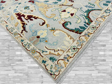 Multi Size Mint Gray Ivory Color Hand Knotted Oushak Wool  Oriental Rug
