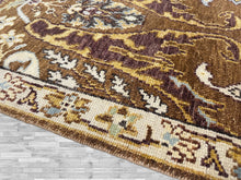 9x12 Mocha, Ivory, Chocolate Color Hand Knotted Oushak Wool  Oriental Rug
