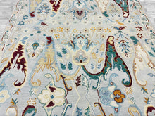 Multi Size Mint Gray Ivory Color Hand Knotted Oushak Wool  Oriental Rug