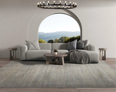 Multi Sizes Blue Hand Knotted Wool and Silk Modern Oriental Area Rug - Oriental Rug Of Houston