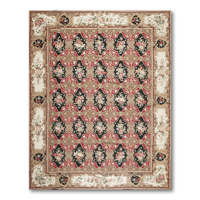 9x12 Brown Hand woven Wool French Flatweave Needlepoint Oriental Area Rug - Oriental Rug Of Houston