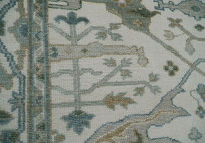 7'9''x10'3'' Hand Knotted LoomBloom Muted Turkish Oushak 100% Wool Transitional Oriental Area Rug Ivory, Gray Color - Oriental Rug Of Houston