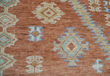 8'1''x10' Teracotta, Aqua Hand Knotted LoomBloom Muted Turkish Oushak 100% Wool Transitional Oriental Area Rug - Oriental Rug Of Houston