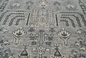 7' 11''x10' Tone On Tone Gray Hand Knotted LoomBloom Muted Turkish Oushak 100% Wool Transitional Oriental Area Rug - Oriental Rug Of Houston
