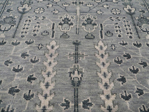 8'x10' 2'' Hand Knotted LoomBloom Muted Turkish Oushak 100% Wool Transitional Oriental Area Rug Tone On Tone Gray Color - Oriental Rug Of Houston