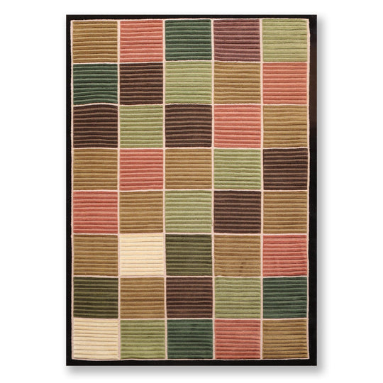 5'5" x 8'1" Hand Knotted Modern 100% Wool High Low Pile Tibetan Area rug Black