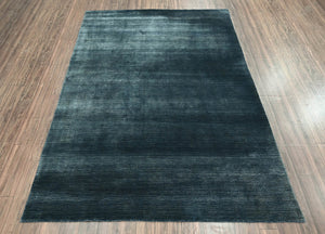 6x9 Blue LoomBloom Hand Knotted Modern & Contemporary Textured Tibetan 100% Wool Oriental Area Rug