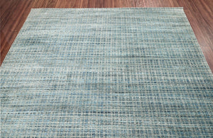 8x10 Aqua LoomBloom Hand Knotted Modern & Contemporary Textured Tibetan 100% Wool Oriental Area Rug