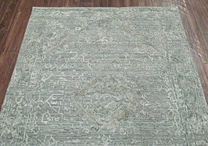 4x6 Tone on Tone Gray Hand Knotted Tibetan Wool/Bamboo Silk Transitional Oriental Area Rug