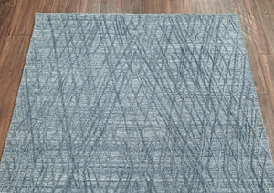 4x6 Blue LoomBloom Hand Knotted Modern & Contemporary Textured Tibetan 100% Wool Oriental Area Rug