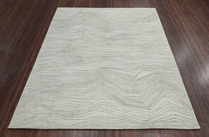 8x10 Gray LoomBloom Hand Knotted Modern & Contemporary Textured Tibetan 100% Wool Oriental Area Rug