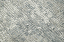 Multi Size Tone On Tone Gray Hand Knotted Tibetan Wool/Bamboo Silk Modern & Contemporary Oriental Area Rug